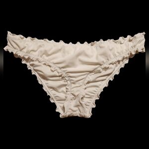 Shade & Shore Ruffled White Bikini Bottom Size S Cheeky Sexy Swim Wear